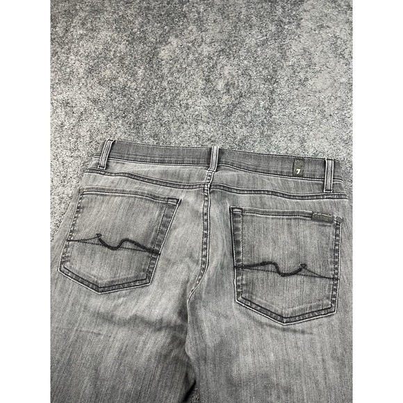 7 for All Mankind Slimmy Jeans Mens 32x29 Gray Denim Whisker Faded EUC - Picture 3 of 9
